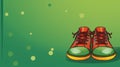 Green banner with clown shoes