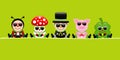 Green Banner Ladybug Fly Agaric Chimney Sweep Pig And Cloverleaf Sunglasses Royalty Free Stock Photo