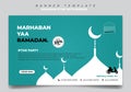 Green Banner template with white silhouette mosque design. Social media banner template design