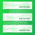 Green banners with brush strokes