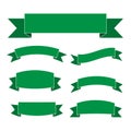 Green banners set Beautiful blank decoration ribbons