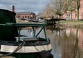 Green Barge on the calm canal