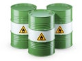 Green barrels with petrolium isolated on white background 3d Royalty Free Stock Photo