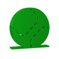 Green Baseball ball icon isolated on transparent background.