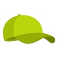 Green baseball cap icon, flat style.
