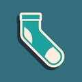 Green Baseball sock icon isolated on green background. Long shadow style. Vector Royalty Free Stock Photo