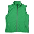 Green Basic Fleece Vest Template Zip Mockup Isolated on White Background Royalty Free Stock Photo