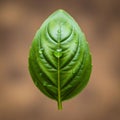 Green basil leaf Ocimum basilicum displaying visible veins and smooth texture Royalty Free Stock Photo