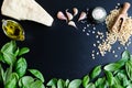 Green basil pesto ingredients Royalty Free Stock Photo