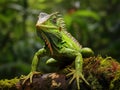 Ai Generated illustration Wildlife Concept of Green Basilisk Lizard Costa Rica wildlife.