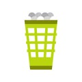 Green basket with golf balls flat icon Royalty Free Stock Photo