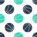Green Basketball ball icon isolated seamless pattern on white background. Sport symbol. Vector