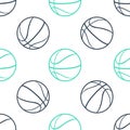 Green Basketball ball icon isolated seamless pattern on white background. Sport symbol. Vector