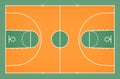 Green basketball court floor with line pattern background. Basketball field. Vector