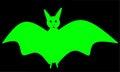 Green bat on the black background