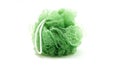 Green bath soft with rope isolated on white background Royalty Free Stock Photo