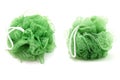 Green bath soft with rope isolated on white background Royalty Free Stock Photo