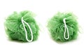 Green bath soft with rope on white background Royalty Free Stock Photo