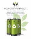 Green batteries Battery with recycle symbol - renewable energy concept on white. Royalty Free Stock Photo