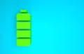 Green Battery charge level indicator icon isolated on blue background. Minimalism concept. 3d illustration 3D render Royalty Free Stock Photo