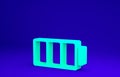 Green Battery charge level indicator icon isolated on blue background. Minimalism concept. 3d illustration 3D render Royalty Free Stock Photo