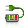 Green battery energy charger with plug icon Royalty Free Stock Photo