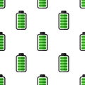 Green Battery Energy Seamless Pattern