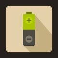 Green battery icon in flat style Royalty Free Stock Photo