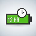 Green Battery life time Icon Flat Style Vector Illustra