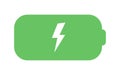 Green battery with lightning bolt charge symbol in flat style icon horizontal align Royalty Free Stock Photo