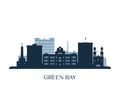 Green Bay skyline, monochrome silhouette.