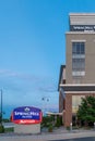 Springhill Suites by Marriott hotel, exterior and sign at sunset dusk Royalty Free Stock Photo