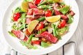 Green bean, cherry tomatoes, and beef steak salad