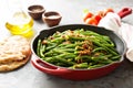 Green beans with caramelized pecans Royalty Free Stock Photo