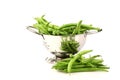 Green beans in a metal colander Royalty Free Stock Photo