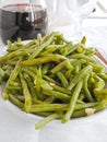 Green Beans Salad with fork at Dinner. Royalty Free Stock Photo