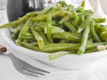 Green Beans Salad with fork on white dish. Royalty Free Stock Photo
