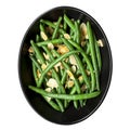 Green Beans with Toasted Almonds in Black Bowl