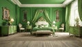 Green beautiful bedroom classic furniture Royalty Free Stock Photo