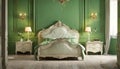 Green beautiful bedroom classic furniture Royalty Free Stock Photo