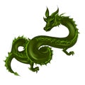 Green beautiful oriental dragon on a white background