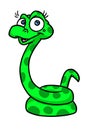 Green beautiful snake looking smile illustration
