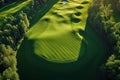 Green beauty aerial shot captures golf course with stunning landscaping