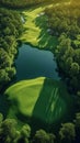 Green beauty aerial shot captures golf course with stunning landscaping