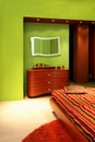 Green bedroom detail