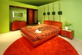 Green bedroom interior