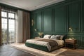 Green bedroom wall mockup Royalty Free Stock Photo
