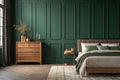 Green bedroom wall mockup Royalty Free Stock Photo