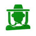 Green Beekeeper with protect hat icon isolated on transparent background. Special protective uniform.