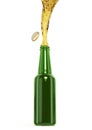 green beer bottle with stream fresh drink and cap off isolated render